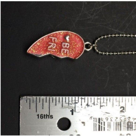 Claires Be Fri Necklace Barbie Pink Silver Ball Chain Best Friend Half Heart - Picture 6 of 7